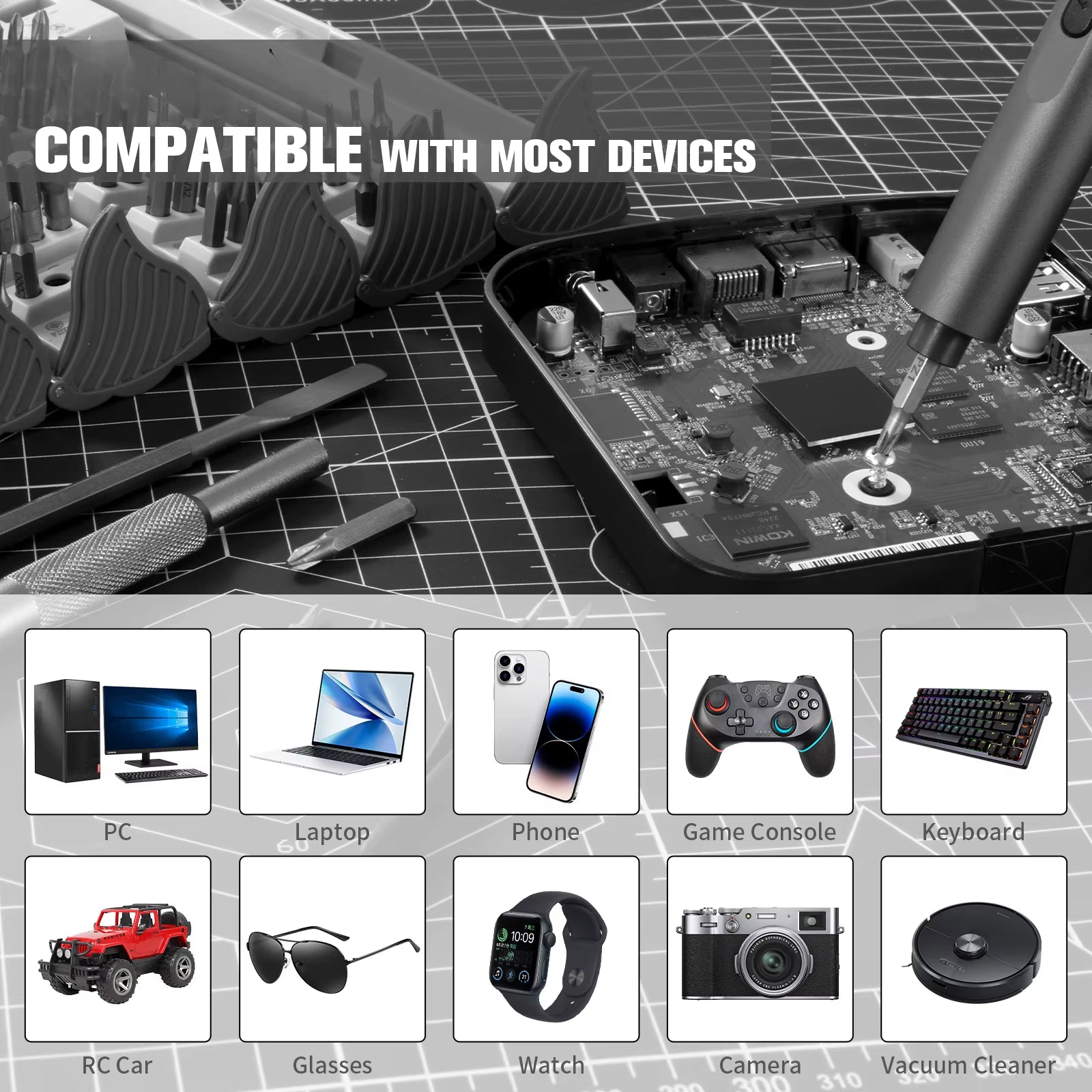 Transform Your Repairs with the Ultimate 138-in-1 Precision Electric Screwdriver Set - The All-in-One Cordless Power Tool Kit for iPhone, PC, and Watch Repairs