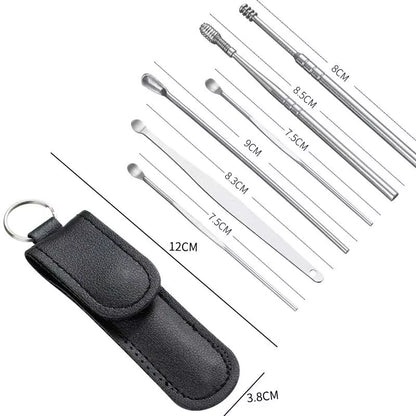 6-Piece Stainless Steel Ear Wax Picker Set - Ultimate Ear Care Kit for Safe and Effective Ear Cleaning
