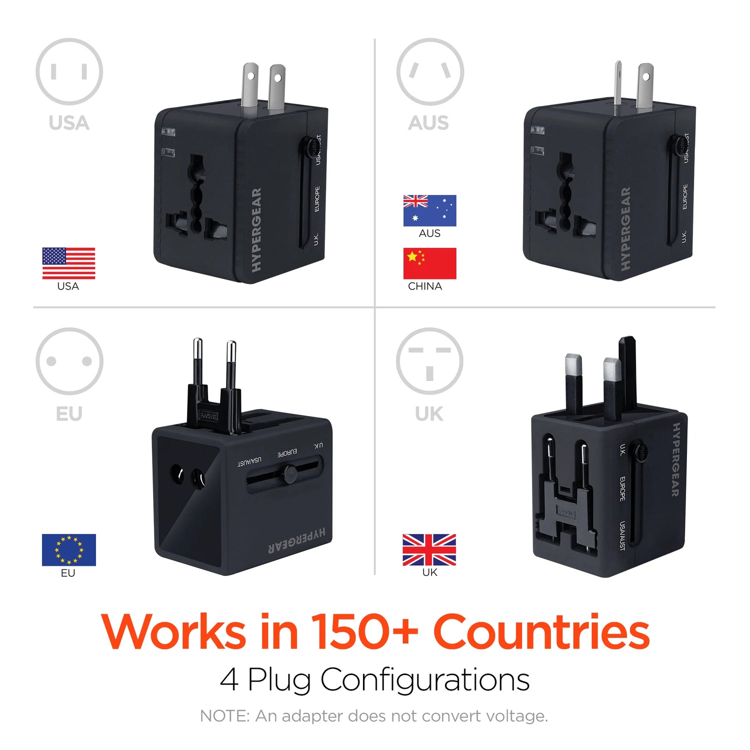 Ultimate Hypergear All-In-One Global Travel Adapter - Your Essential Travel Companion for Seamless Connectivity Worldwide!