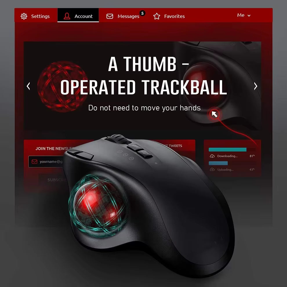 Revolutionize Your Computing Experience with the Ergonomic Bluetooth Wireless Trackball Mouse - Rechargeable, Dual-Mode Connectivity for Mac and Windows!