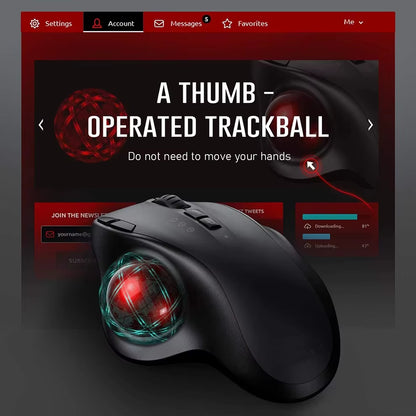Revolutionize Your Computing Experience with the Ergonomic Bluetooth Wireless Trackball Mouse - Rechargeable, Dual-Mode Connectivity for Mac and Windows!