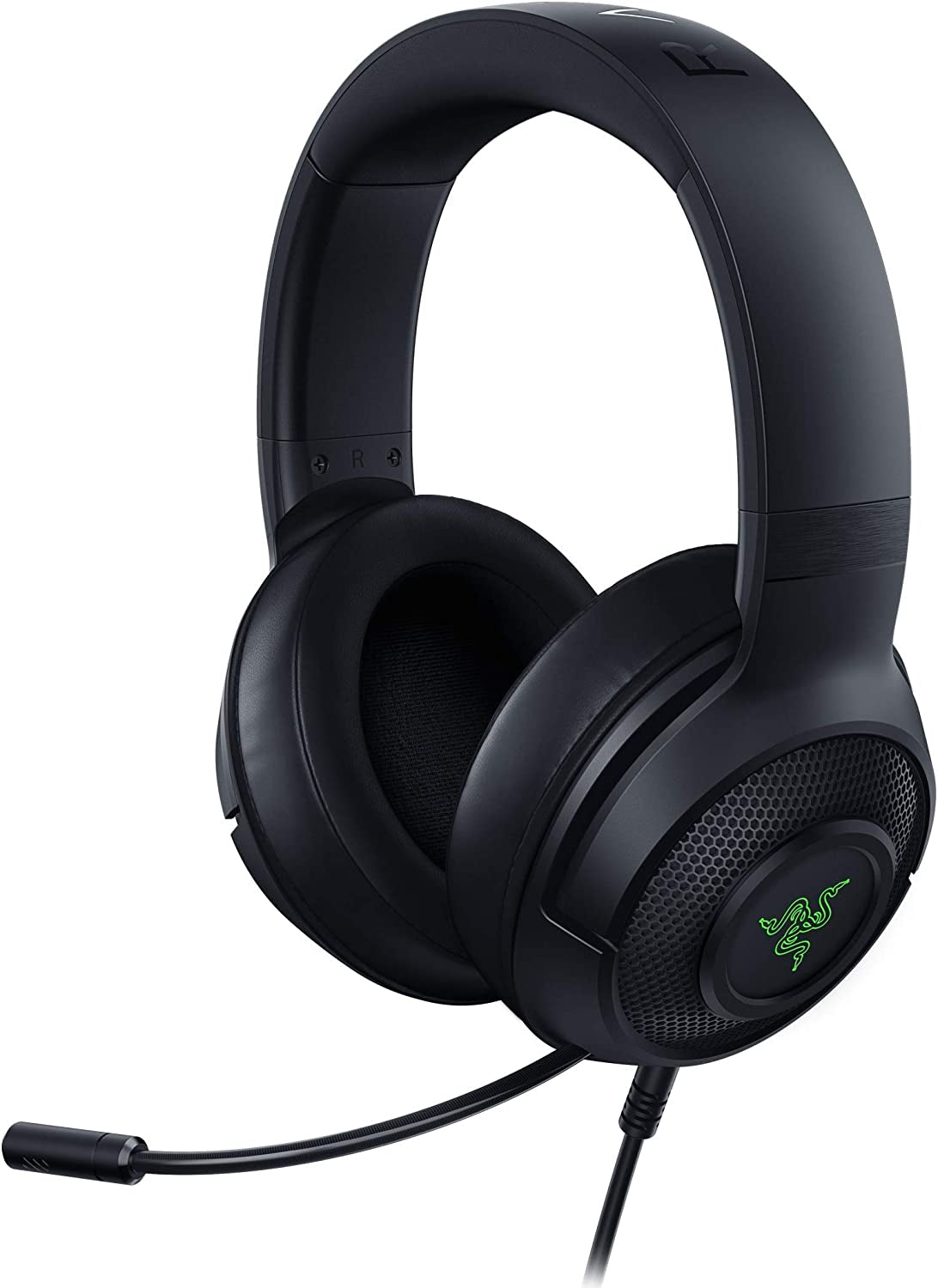 Experience Ultimate Gaming with the Razer Kraken X USB Headset - Lightweight, 7.1 Surround Sound, and Noise-Cancelling Mic in Classic Black with Striking Green Lighting