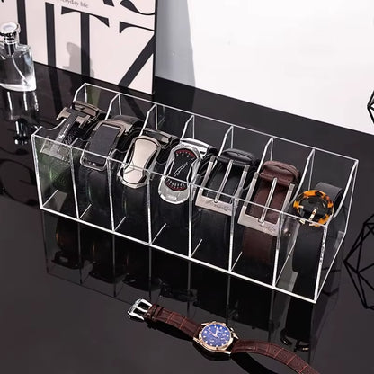 Maximize Your Closet Space with Our Versatile 3/5/7 Grid Acrylic Belt Organizer Boxes - Perfect for Ties, Bow Ties, and Belts!