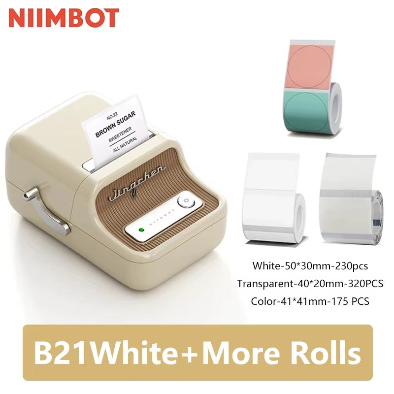B21 Mini Portable Thermal Label Printer - Perfect for Home and Office, Bluetooth Enabled, Long-lasting Battery