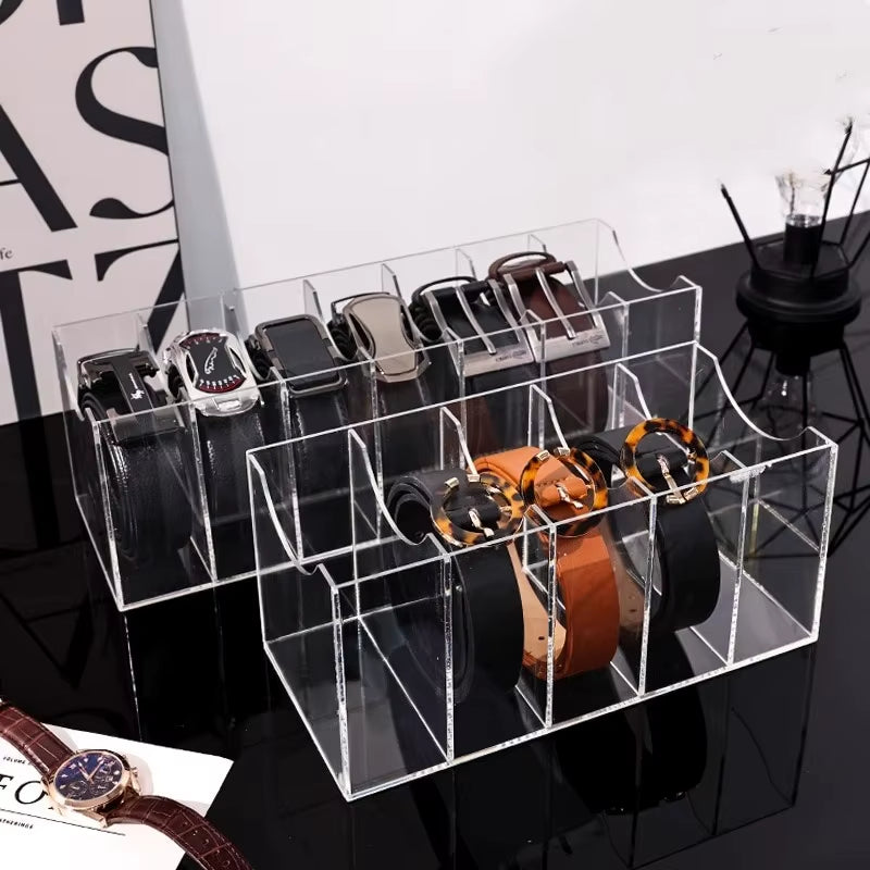 Maximize Your Closet Space with Our Versatile 3/5/7 Grid Acrylic Belt Organizer Boxes - Perfect for Ties, Bow Ties, and Belts!